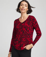 Chico's Outlet - Ella Printed V-Neck Sweater