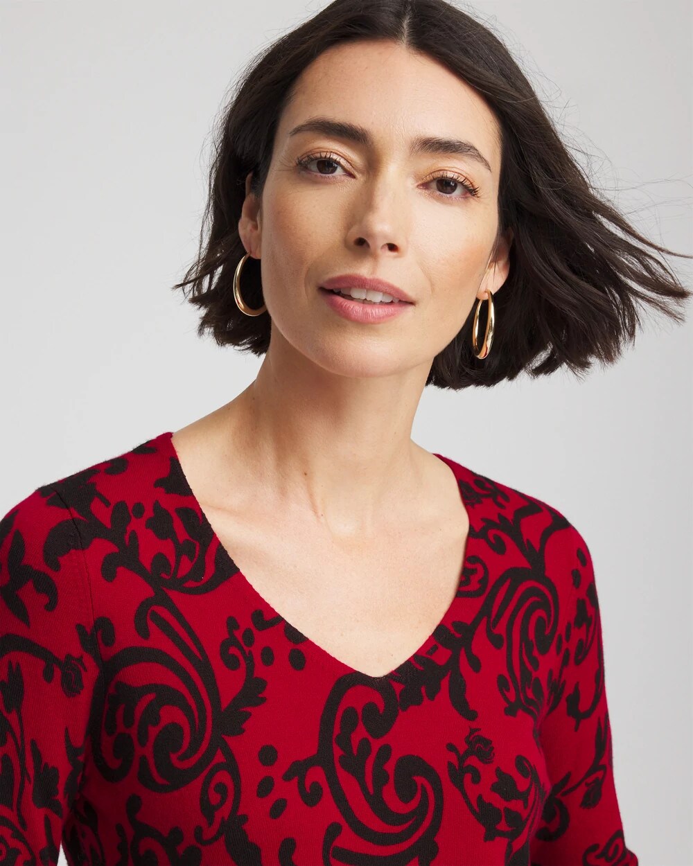 Chico's Outlet - Ella Printed V-Neck Sweater