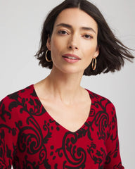 Chico's Outlet - Ella Printed V-Neck Sweater