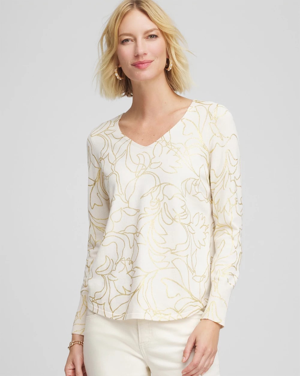 Chico's US - Ella Foiled V-Neck Sweater