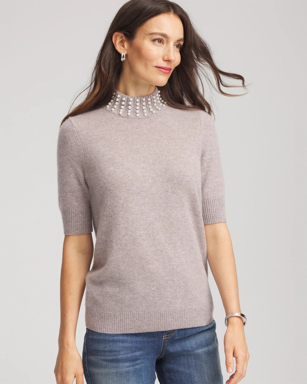 Chico's / Cashmere Pearl Mockneck Sweater