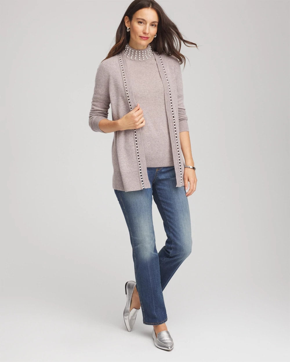 Chico's / Cashmere Pearl Mockneck Sweater