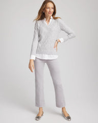 Chico's Discount - Classic Built-In Shirt Knit Sweater