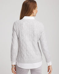 Chico's Discount - Classic Built-In Shirt Knit Sweater