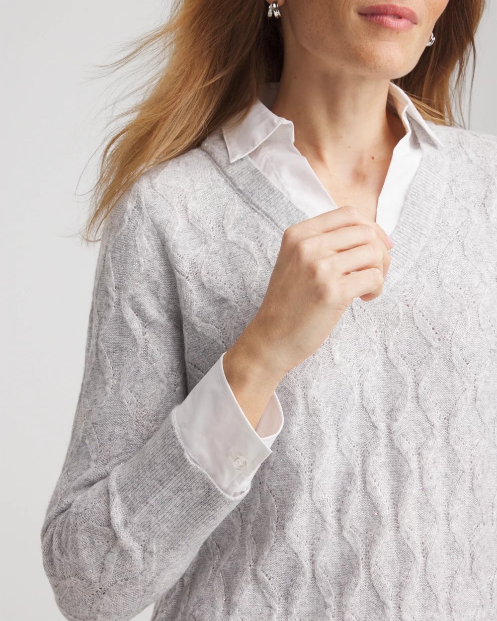 Chico's Discount - Classic Built-In Shirt Knit Sweater