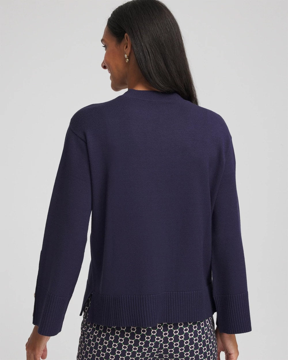 Chico's Outlet - Button Sleeve Crewneck Pullover