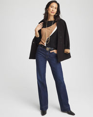 Chico's Intarsia Colorblock Bateau Neck Sweater