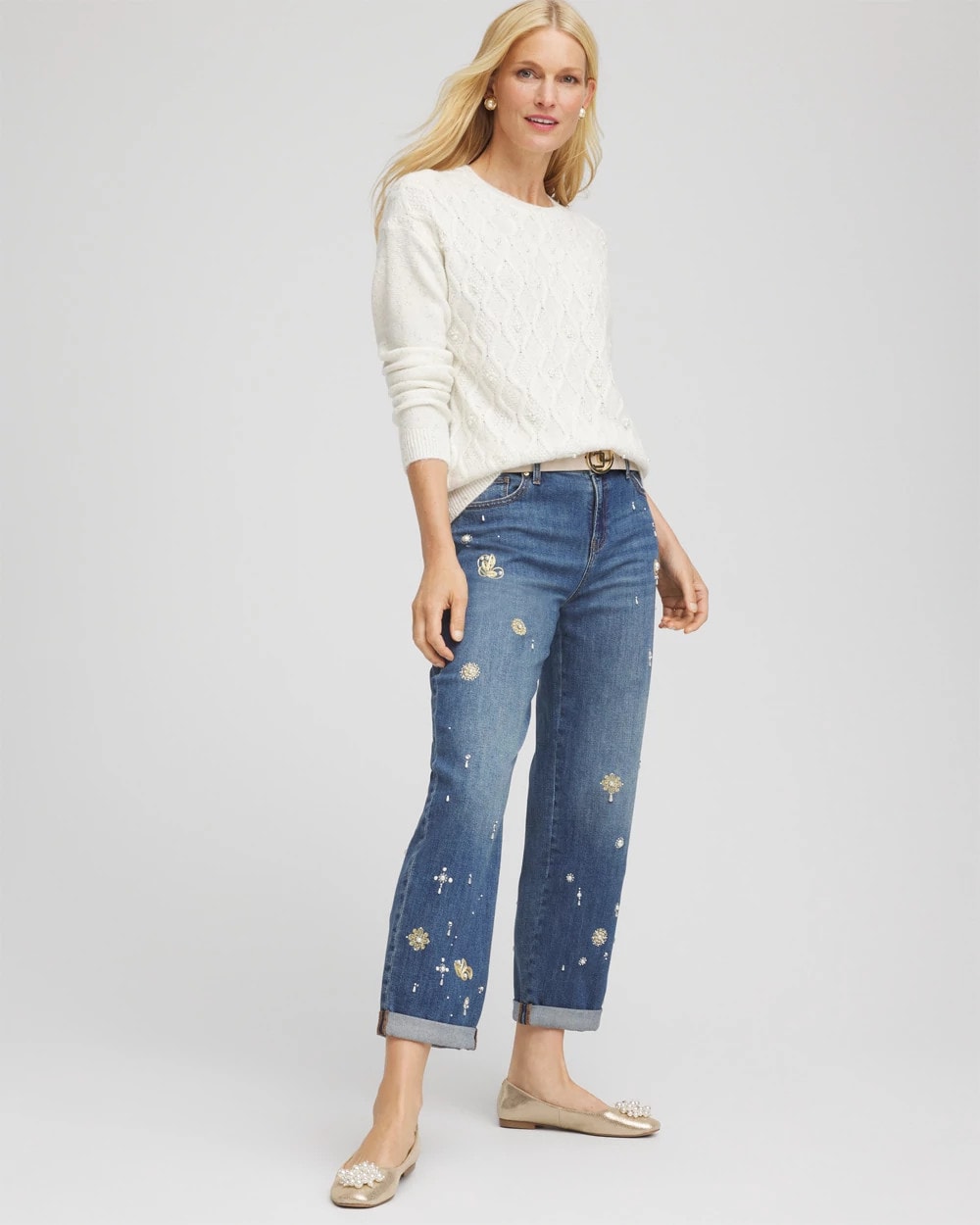 Chico's For Sale - Embellished Cable Knit Sweater