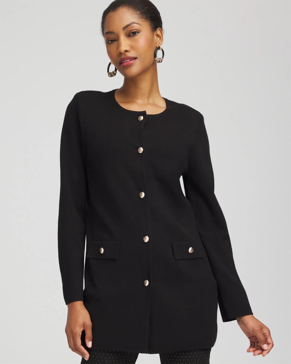 Chico's Outlet - Button-Down Crewneck Coatigan