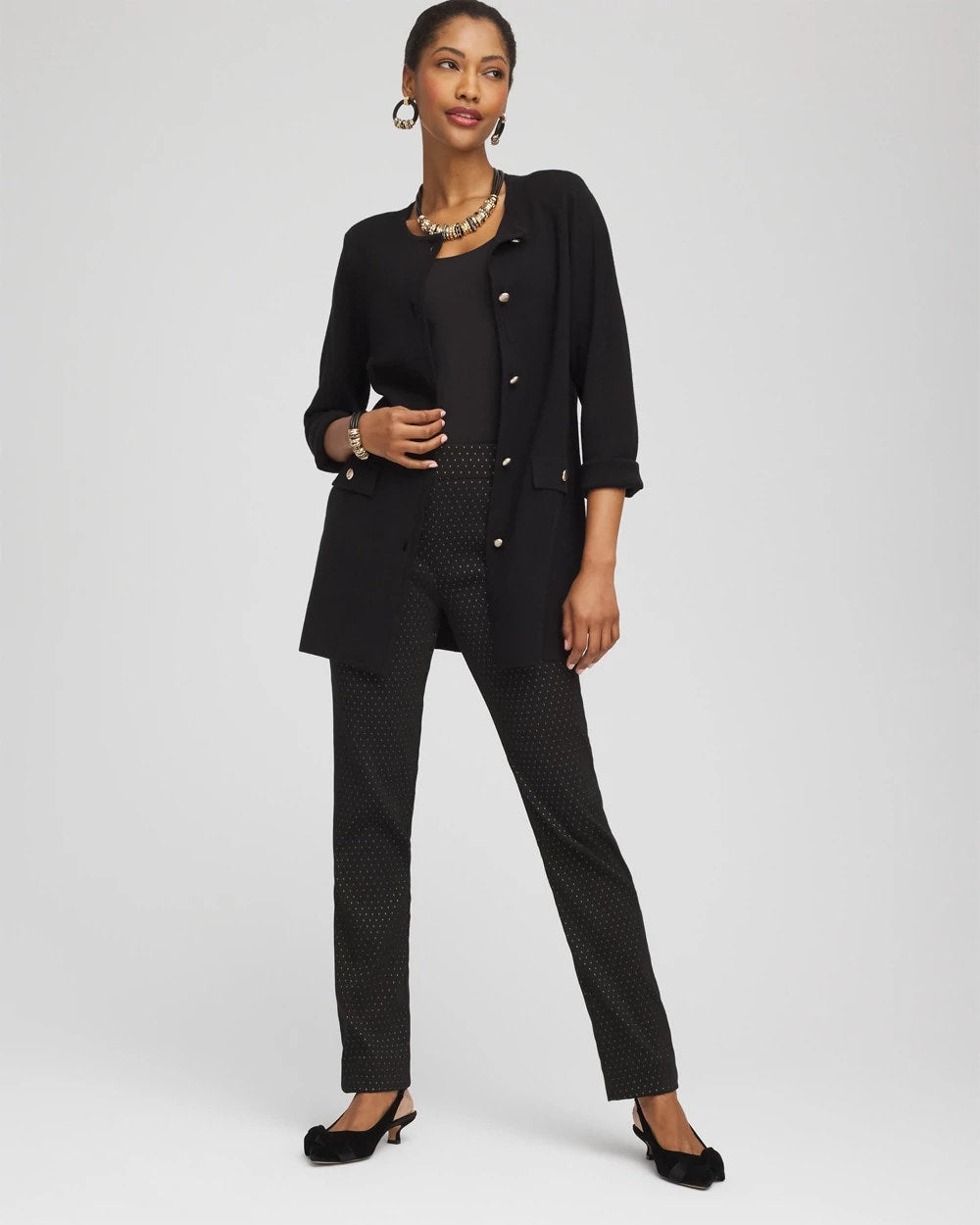 Chico's Outlet - Button-Down Crewneck Coatigan