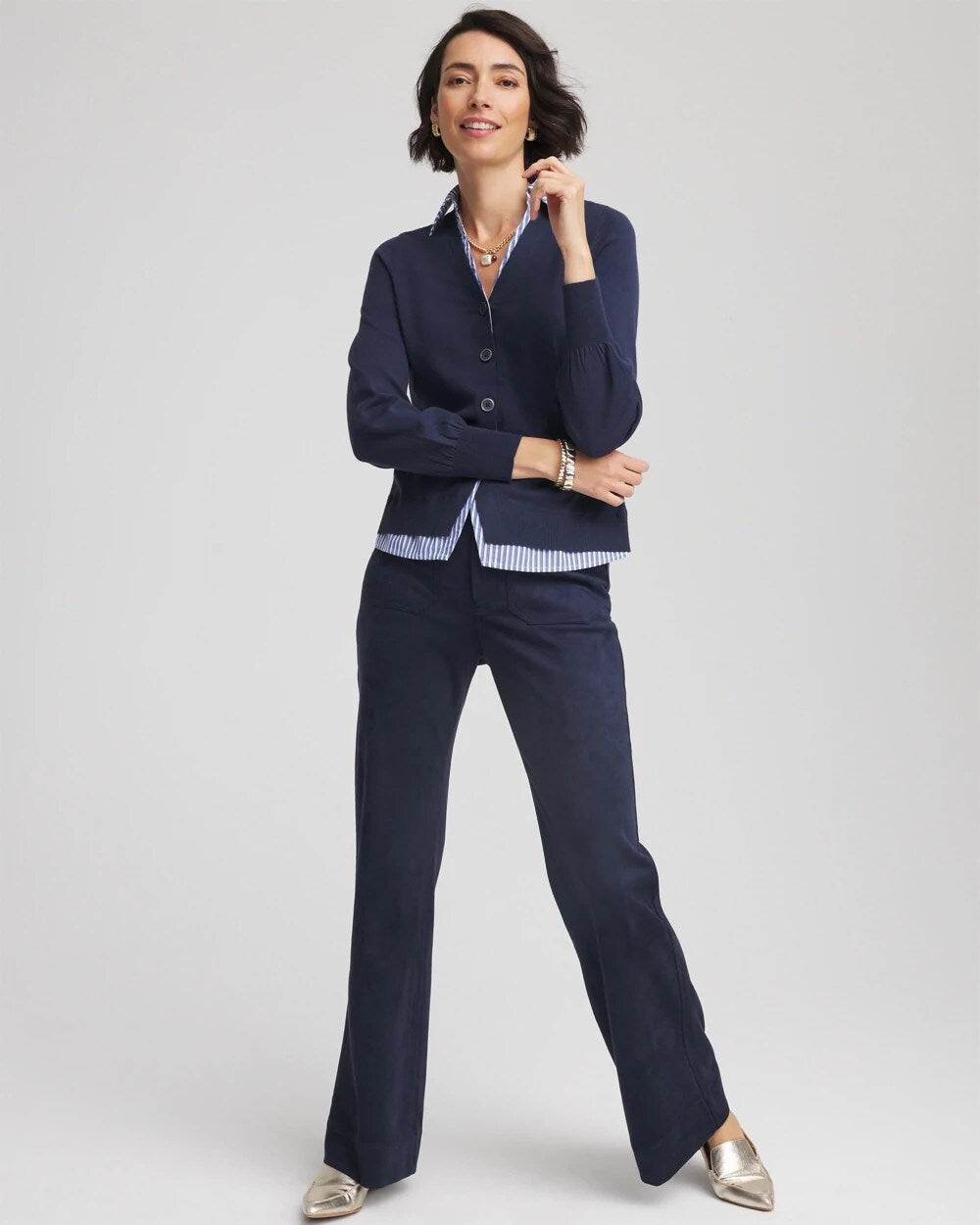 Chico's On Sale - Striped Collared Cardigan Sweater