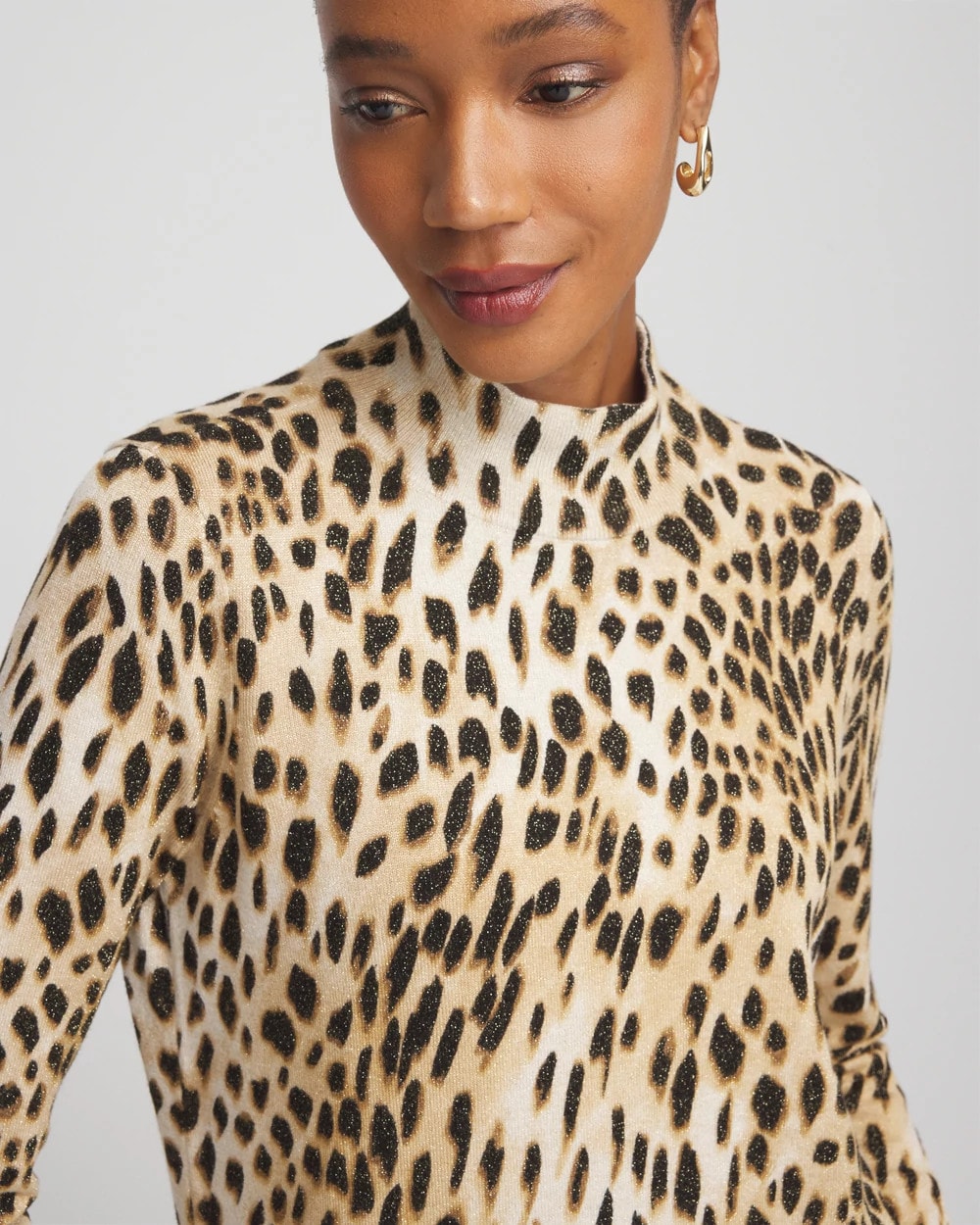 Chico's Outlet - Ella Mockneck Animal-Print Pullover Sweater