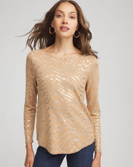 Chico's US - Ella Boatneck Foiled Pullover Sweater