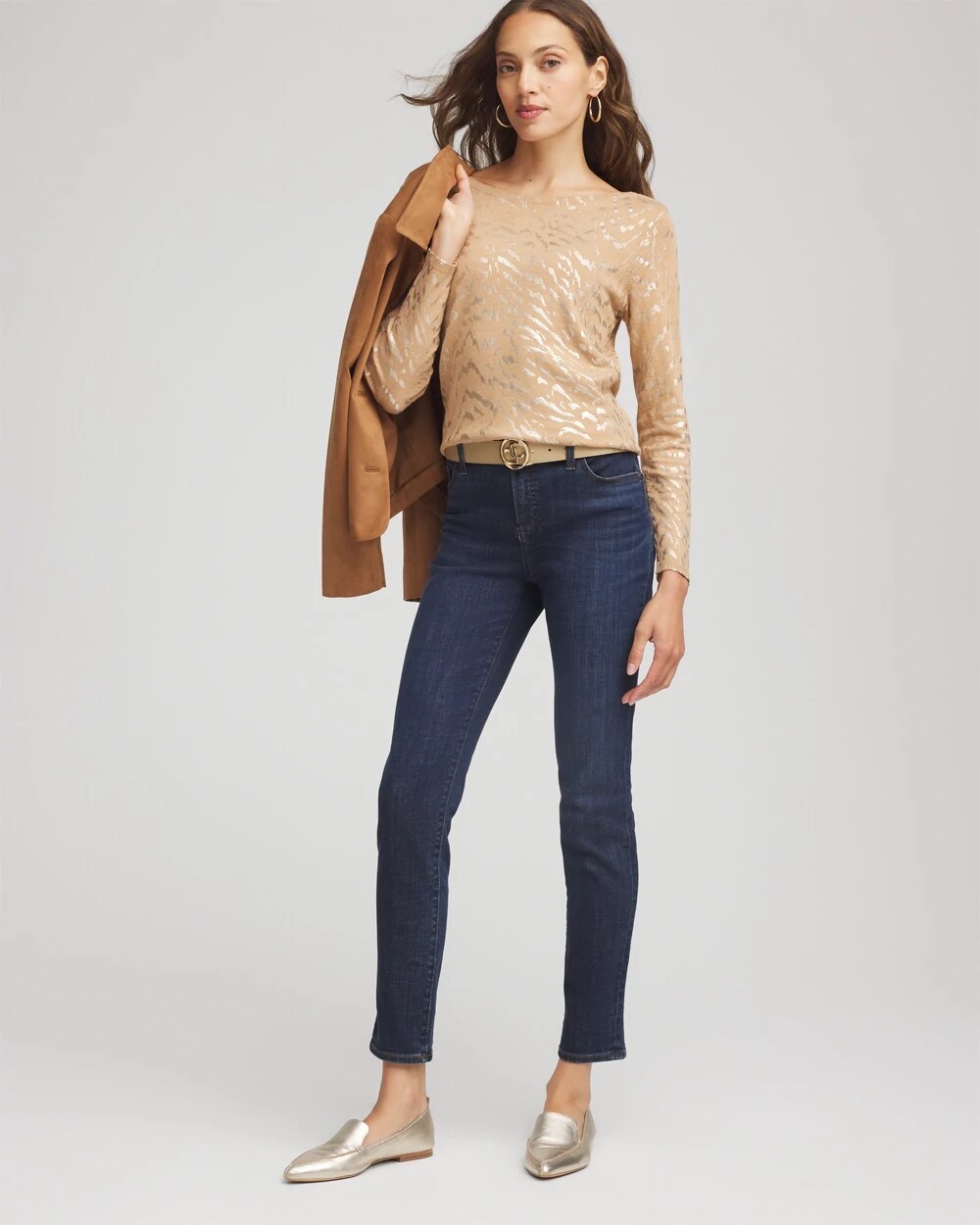 Chico's US - Ella Boatneck Foiled Pullover Sweater