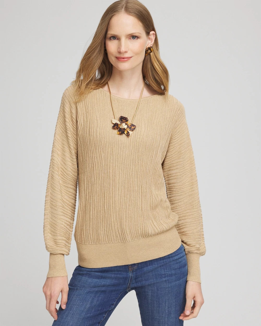 Chico's Discount - Textured Zebra Print Dolman Sleeve Sweater