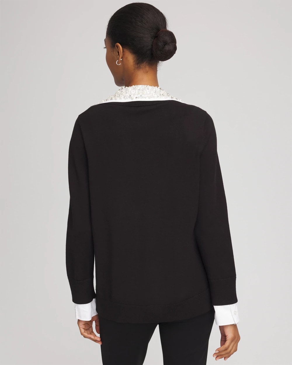 Chico's For Sale - Embellished Layered Collar Shirt Sweater