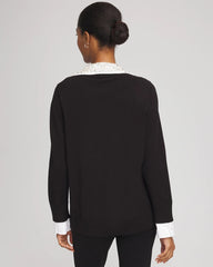 Chico's For Sale - Embellished Layered Collar Shirt Sweater