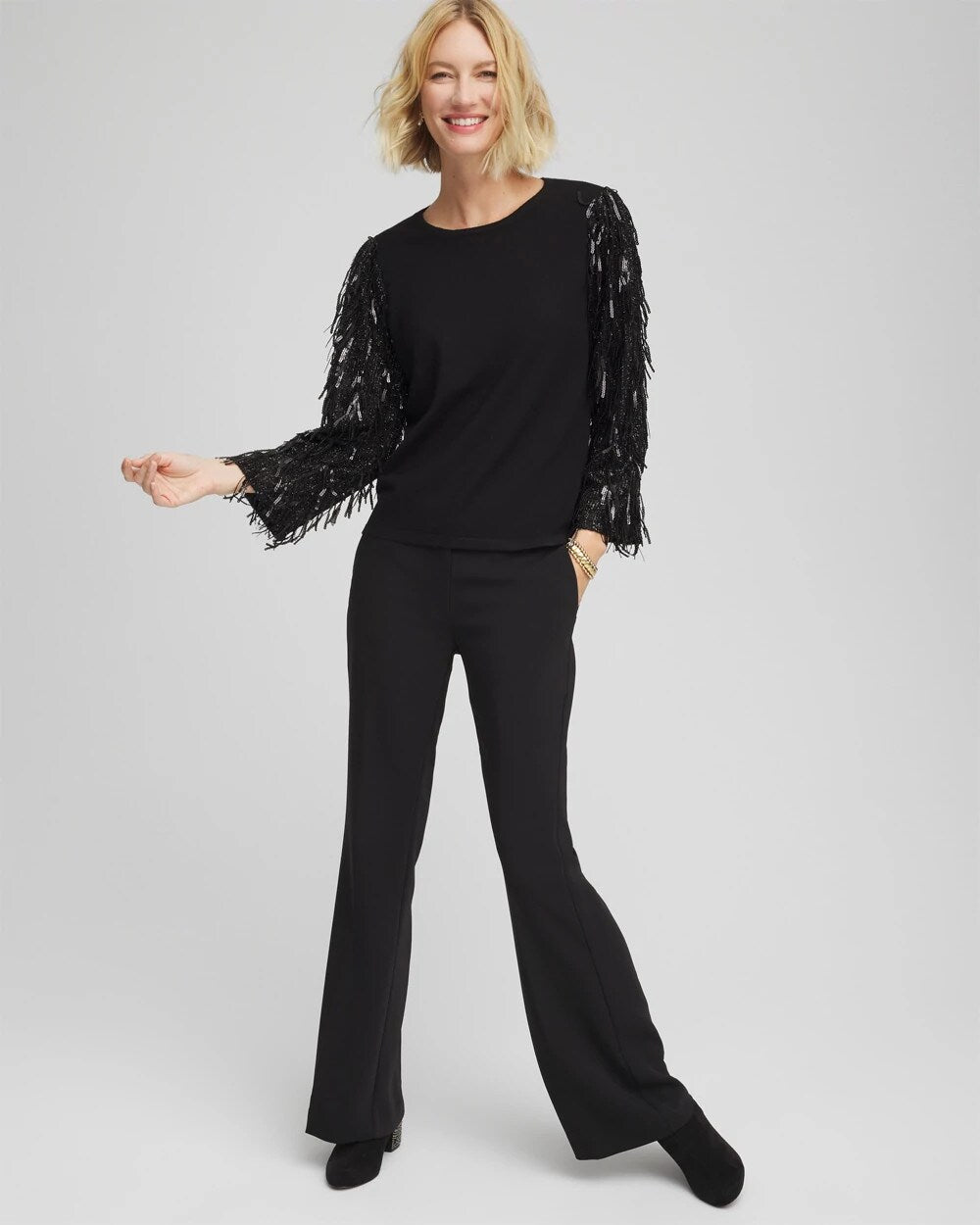 Chico's Outlet - Fringe Sequins Pullover Sweater