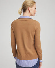 Chico's Discount - Camel Built-In Shirt Knit Sweater