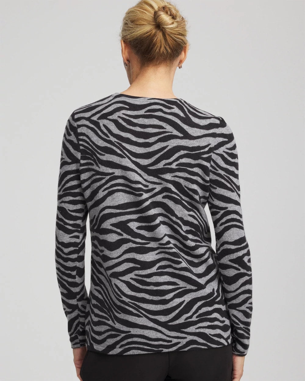 Chico's For Sale - Cashmere Zebra Long-Sleeve Pullover Sweater