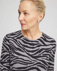Chico's For Sale - Cashmere Zebra Long-Sleeve Pullover Sweater
