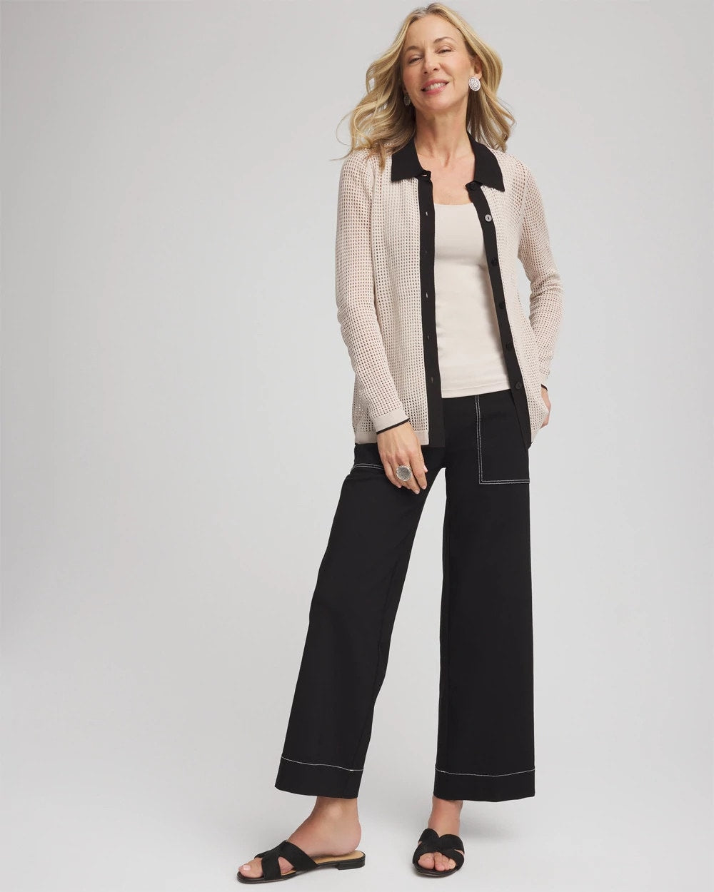 Chico's / Pointelle Polo Cardigan