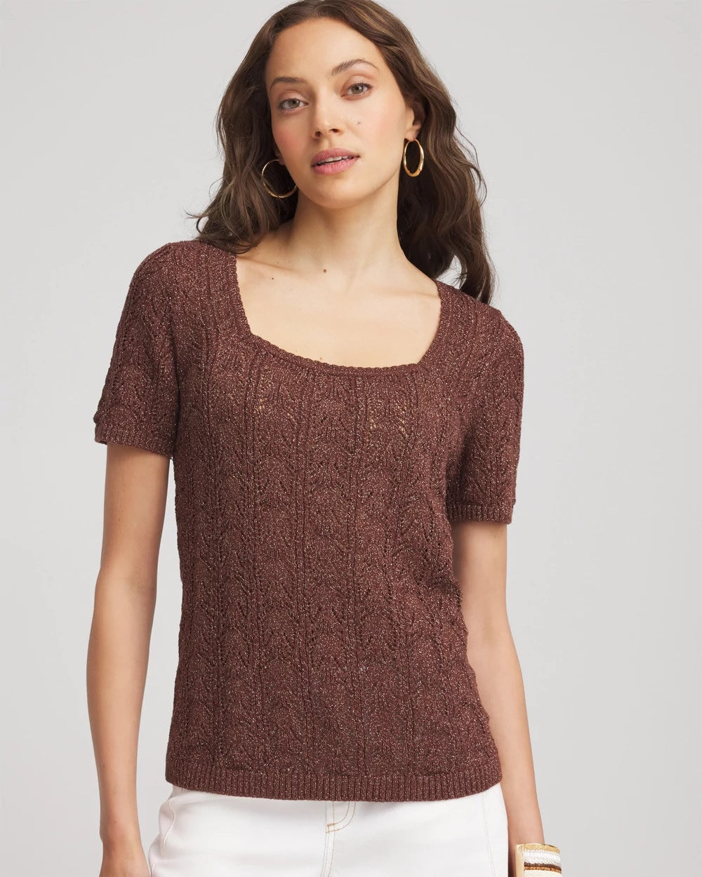 Chico's On Sale - Pointelle Square-Neck Pullover Sweater