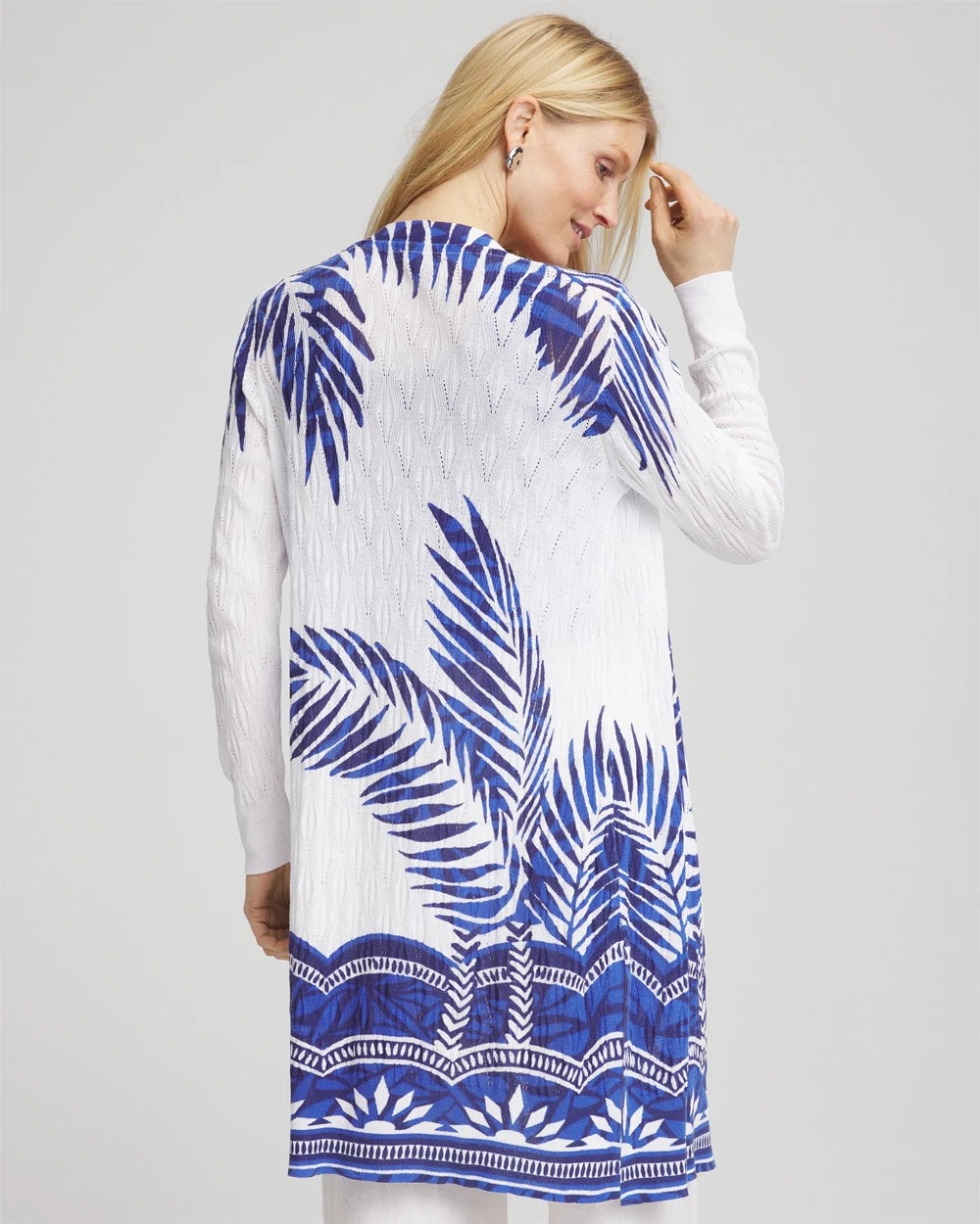 Chico's US - Island Motif Pointelle Long Cardigan