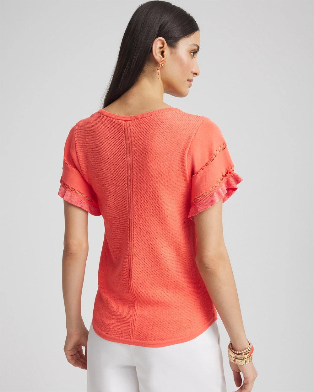 Chico's / Cutout Short-Sleeved Pullover Sweater
