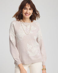 Chico's Embroidered Boatneck Sweater