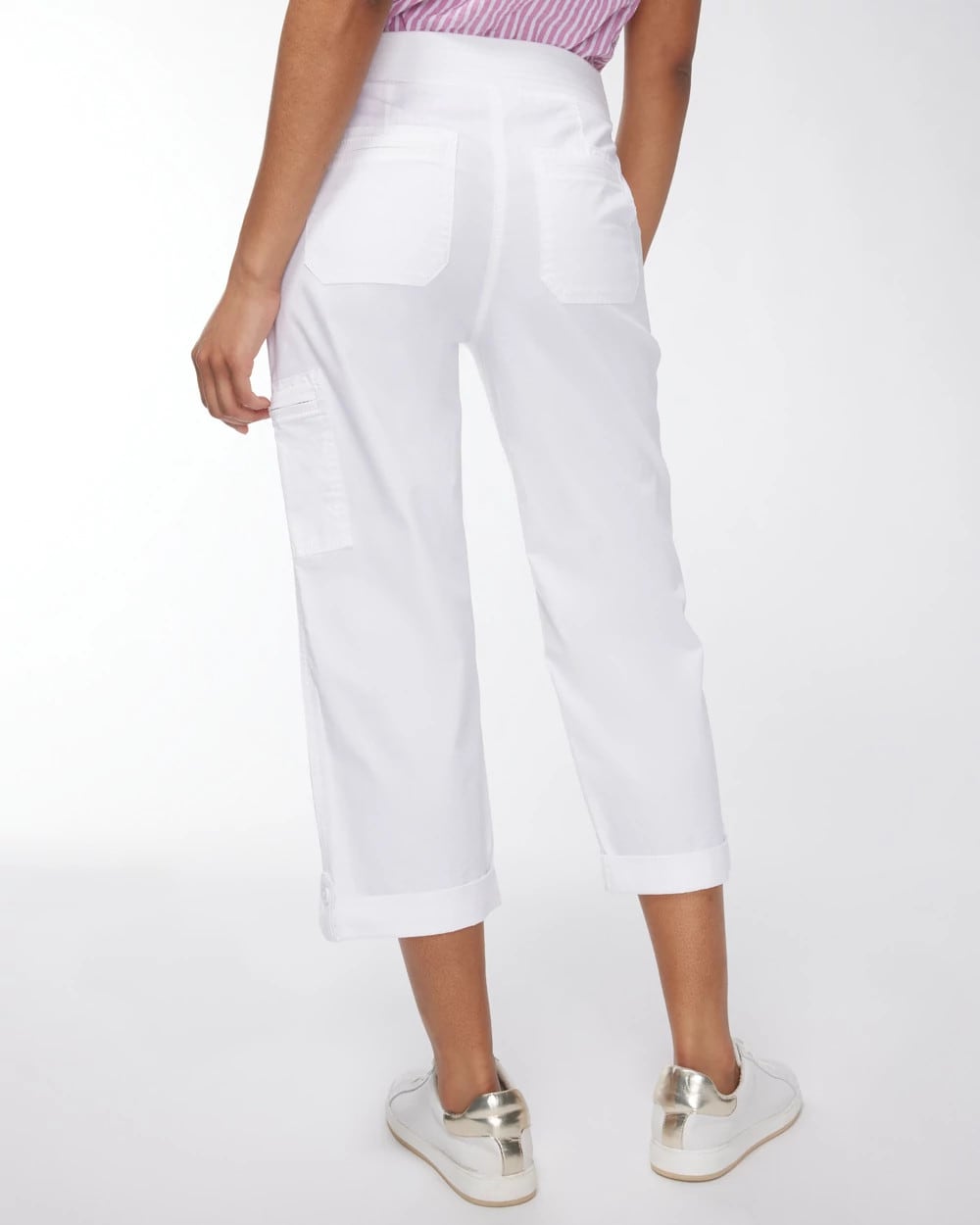 Chico's Sale - Alabaster Poplin Cropped Roll Tab Pants