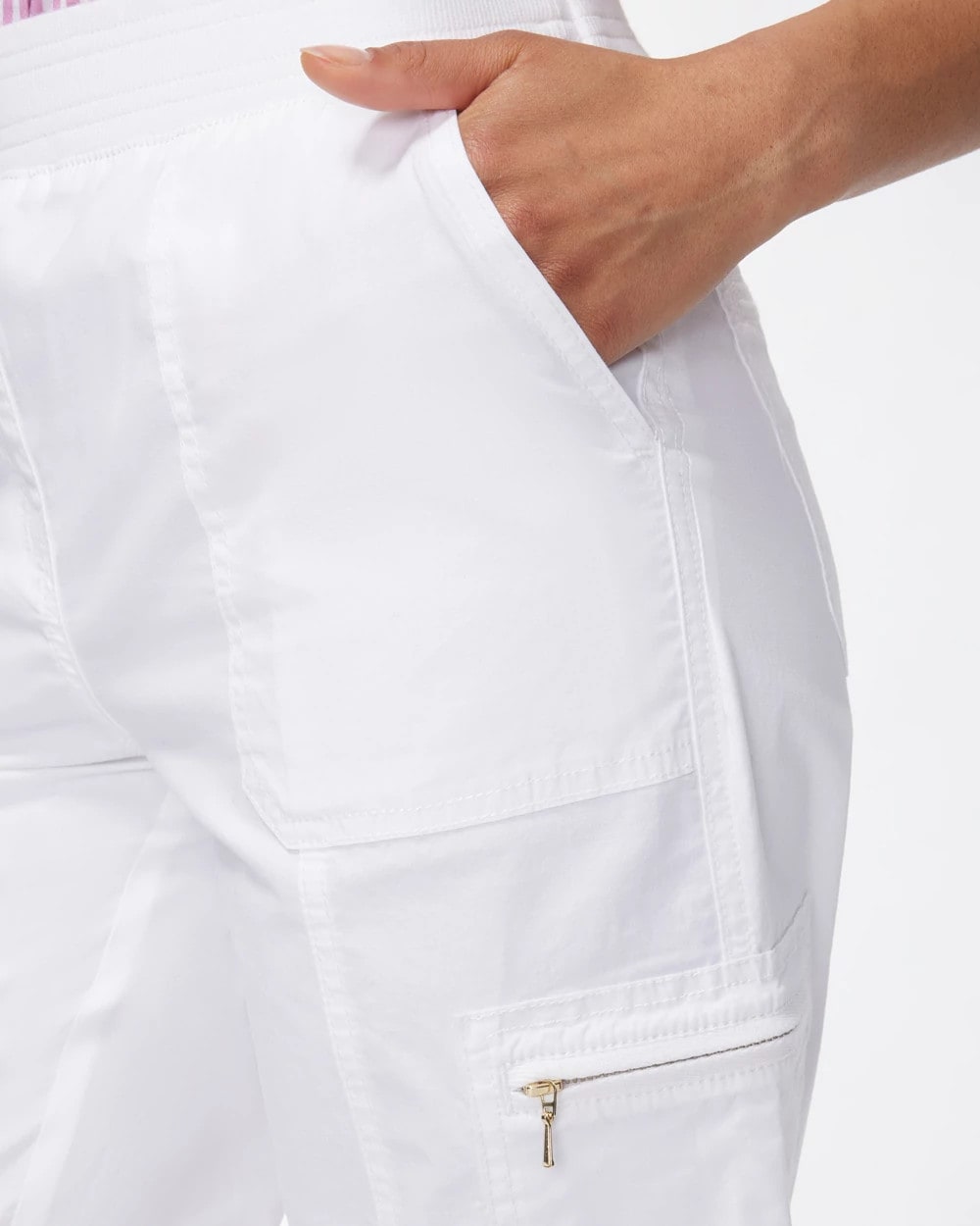 Chico's Sale - Alabaster Poplin Cropped Roll Tab Pants