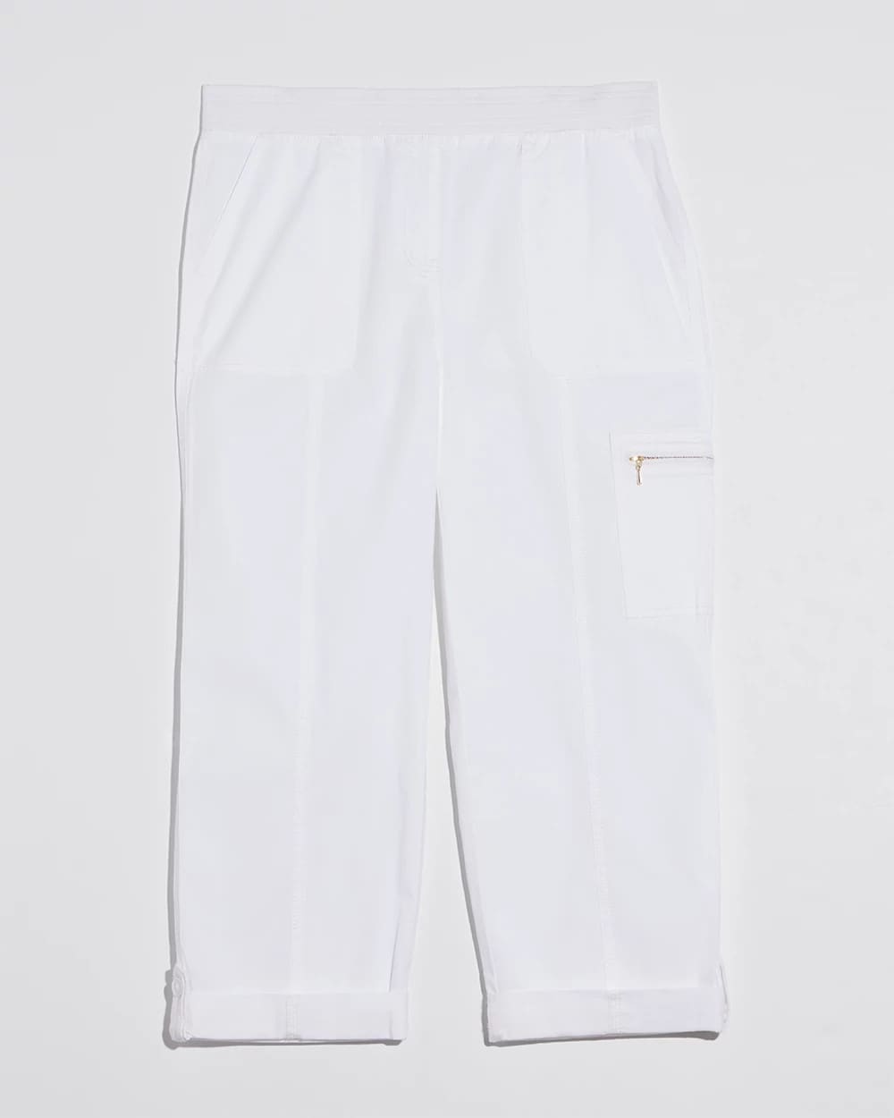 Chico's Sale - Alabaster Poplin Cropped Roll Tab Pants