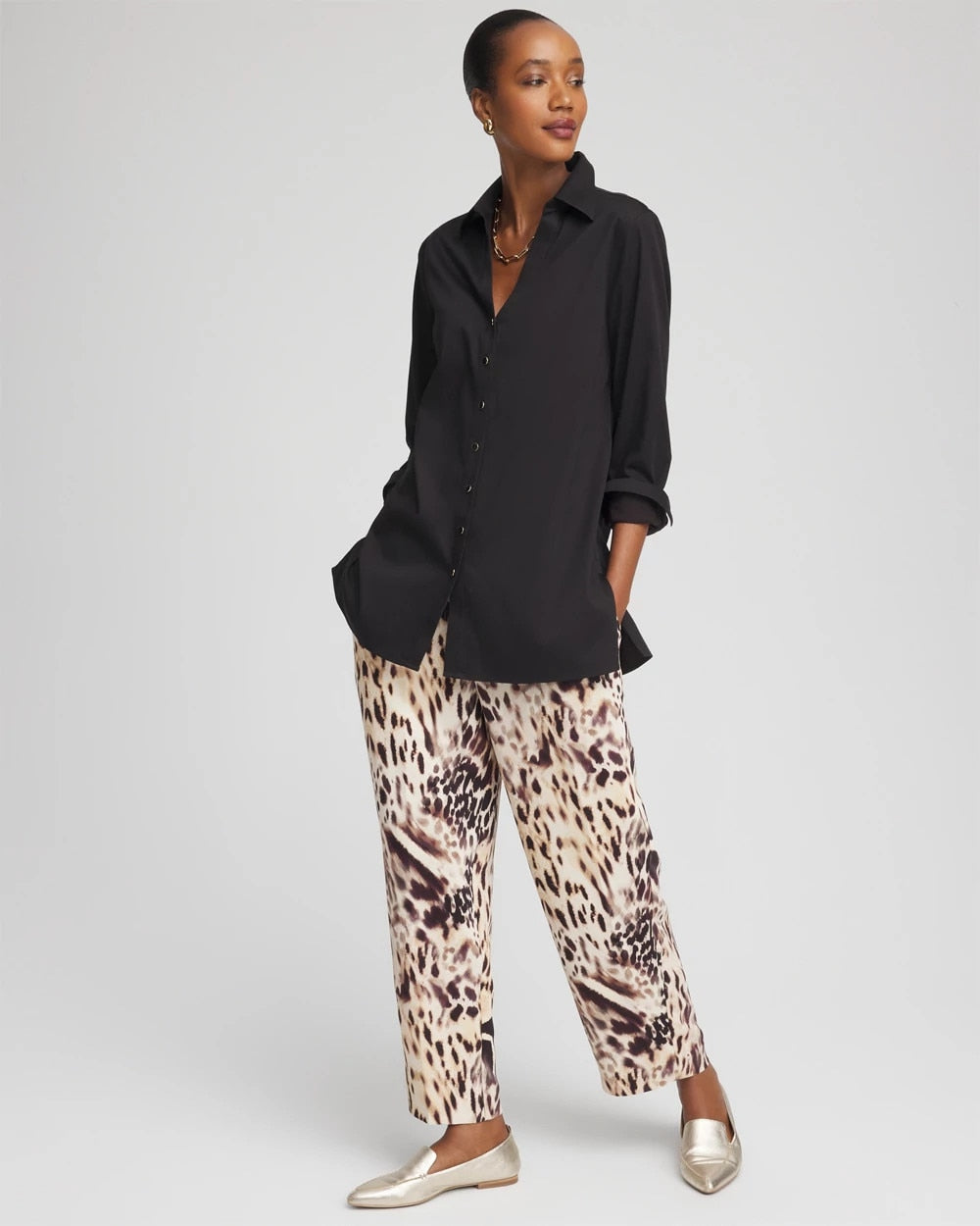 Chico's Outlet - Bengal Marks Crepe Pull-On Ankle Pants