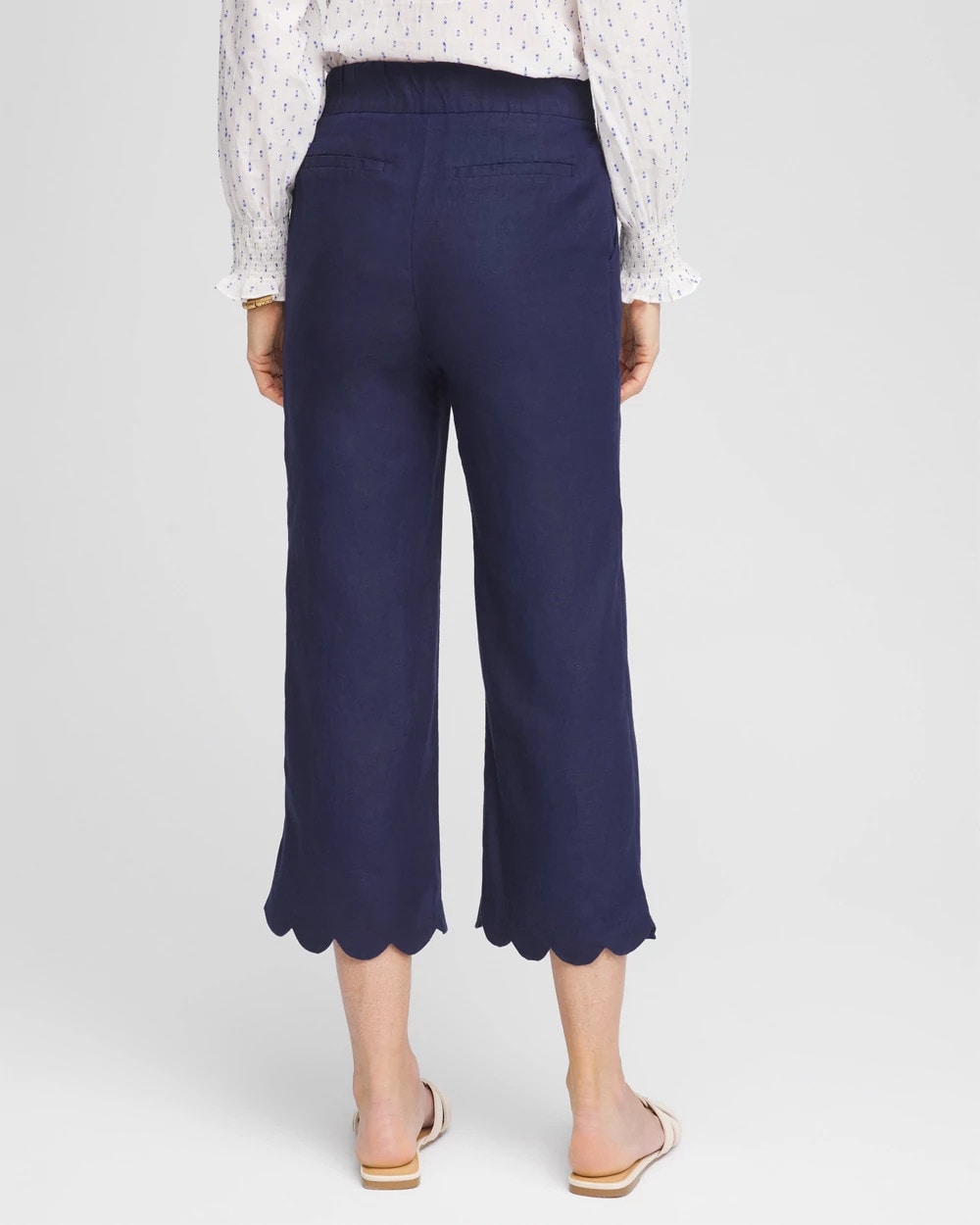 Chico's / Linen Scallop Hem Crop Pants