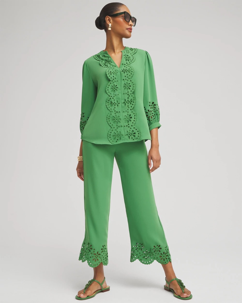 Chico's Online - Petite Satin Eyelet Hem Culottes