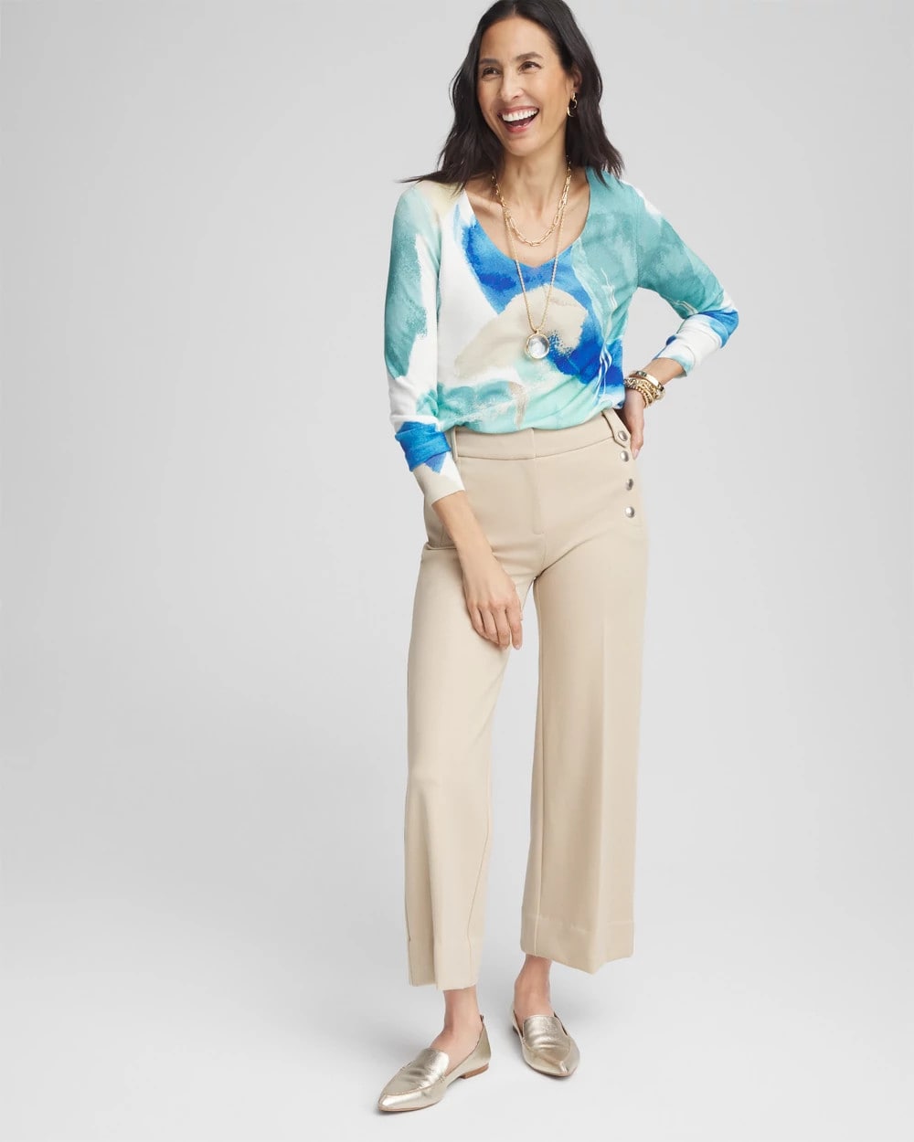 Chico's For Sale - Button Knit Twill Cropped Pants