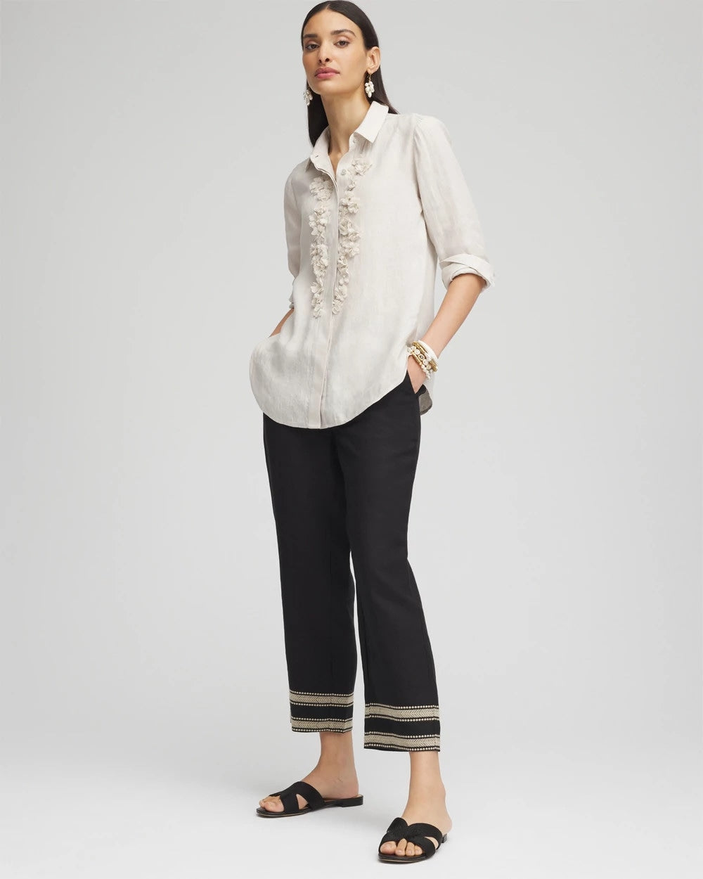 Chico's Outlet - Linen Elastic Waist Cropped Pants
