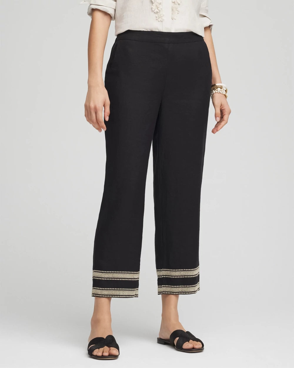 Chico's Outlet - Linen Elastic Waist Cropped Pants