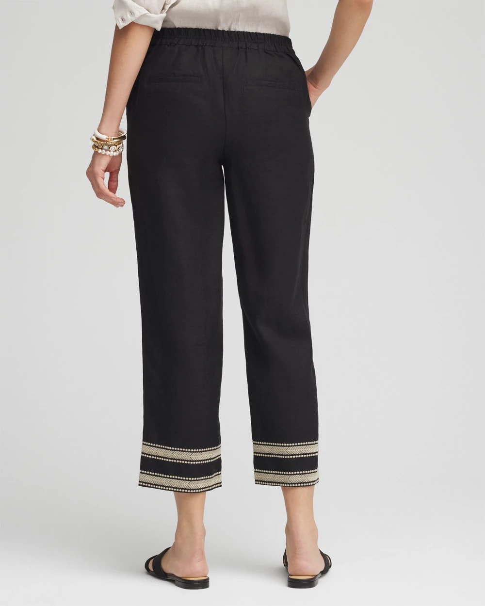 Chico's Outlet - Linen Elastic Waist Cropped Pants