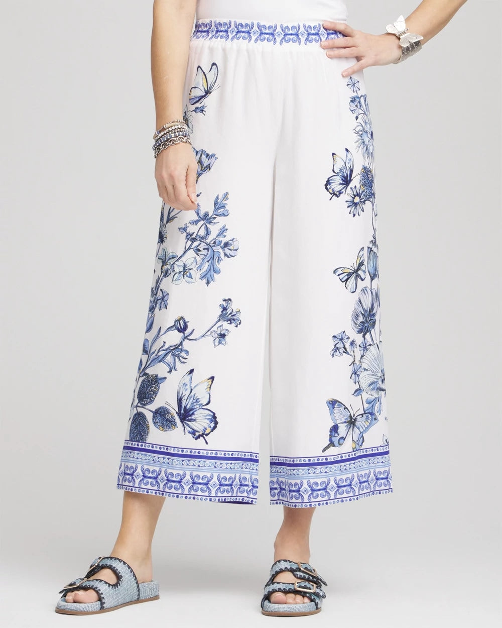 Chico's / Butterfly Pull-On Linen Cropped Pants