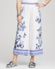 Chico's / Butterfly Pull-On Linen Cropped Pants