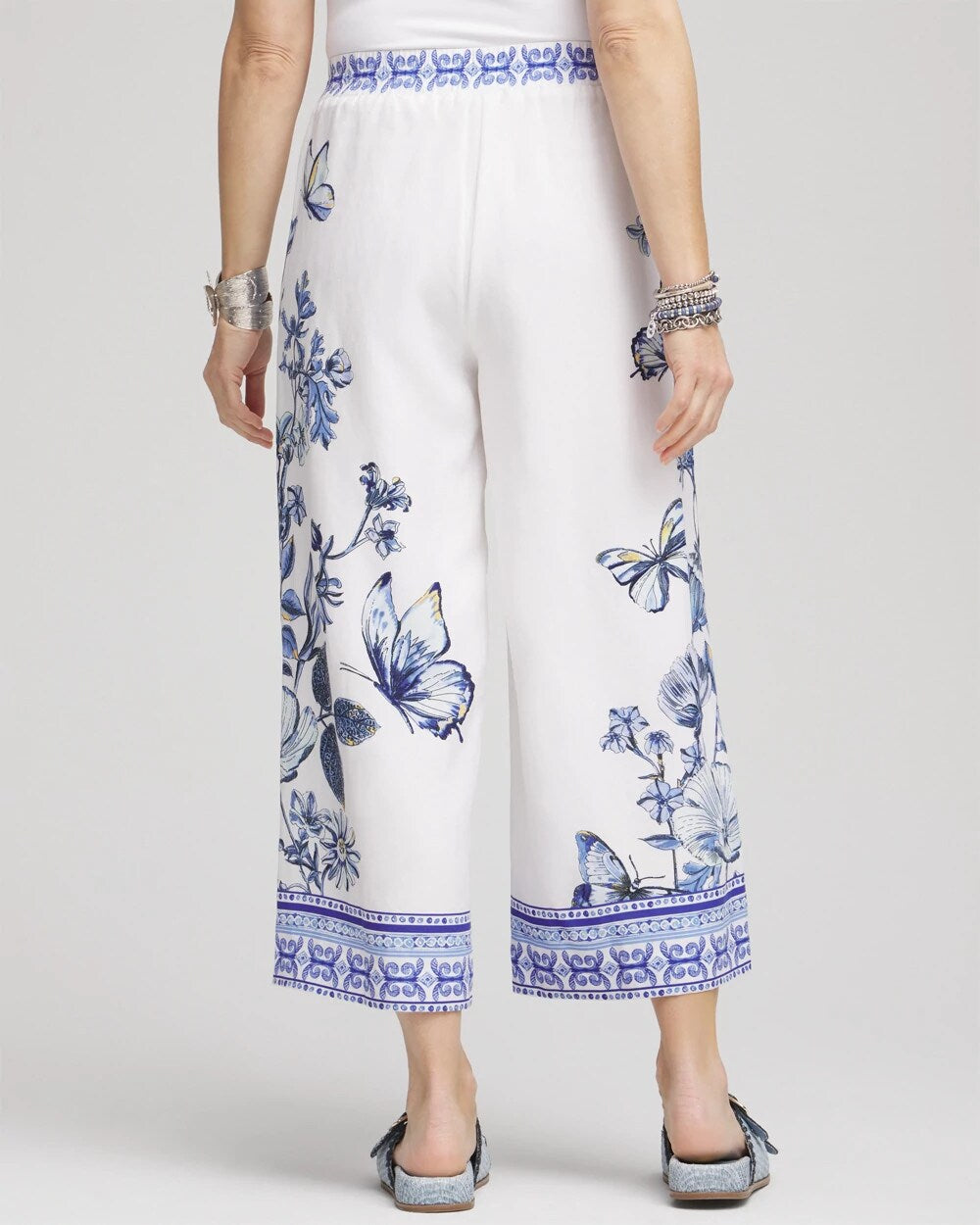 Chico's / Butterfly Pull-On Linen Cropped Pants
