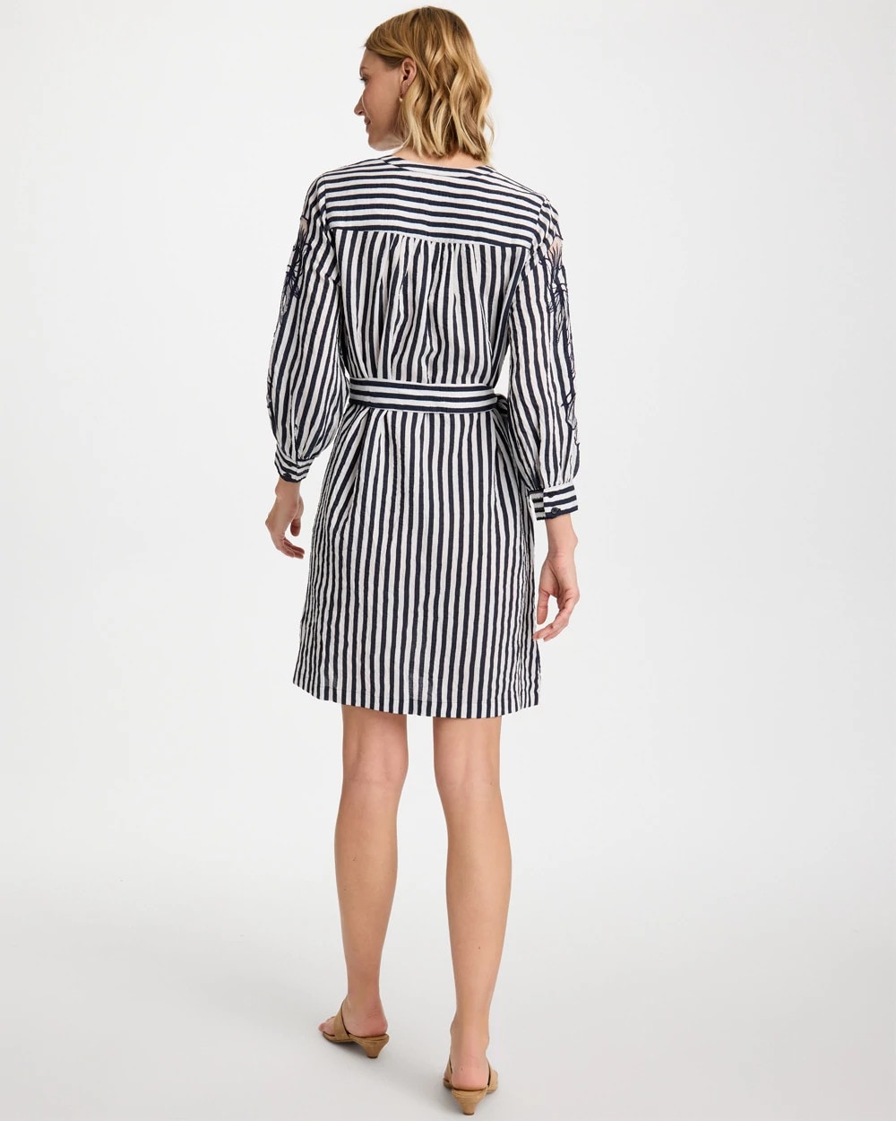 Chico's Discount - Embroidered Striped Dress