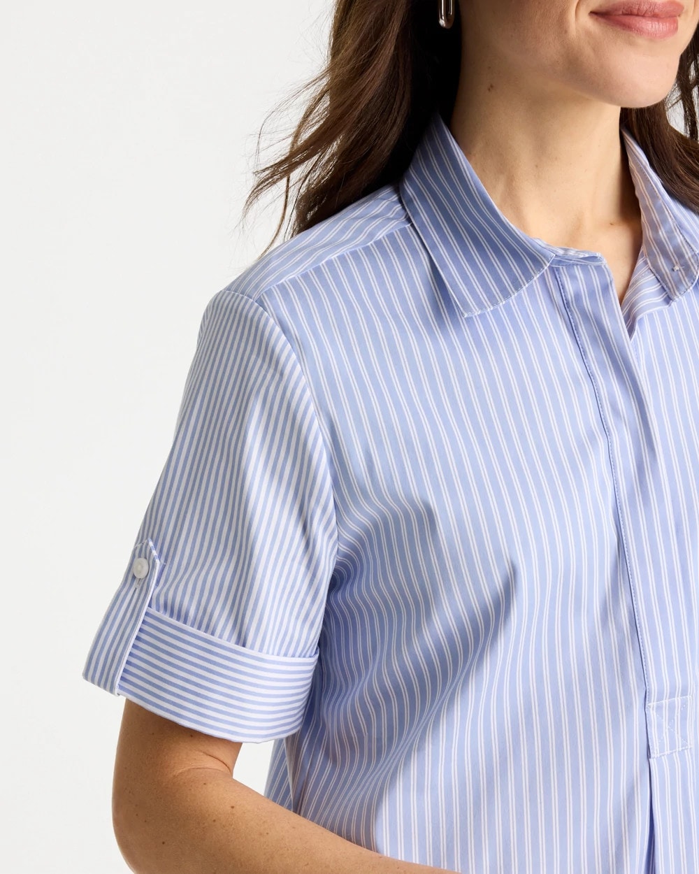Chico's For Sale - Popover Striped Tiered Poplin Dress