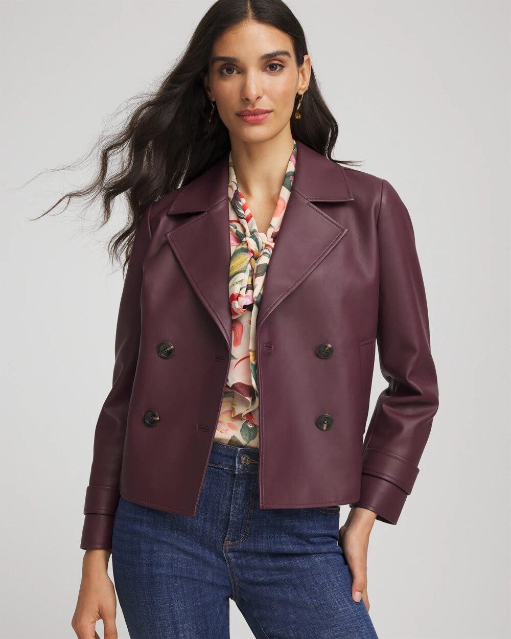 Chico's Outlet - Faux Leather Trench Coat