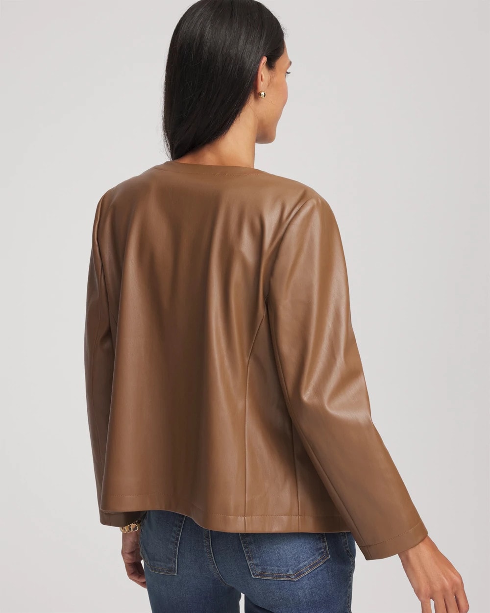 Chico's / Floral Cutwork Faux Leather Jacket