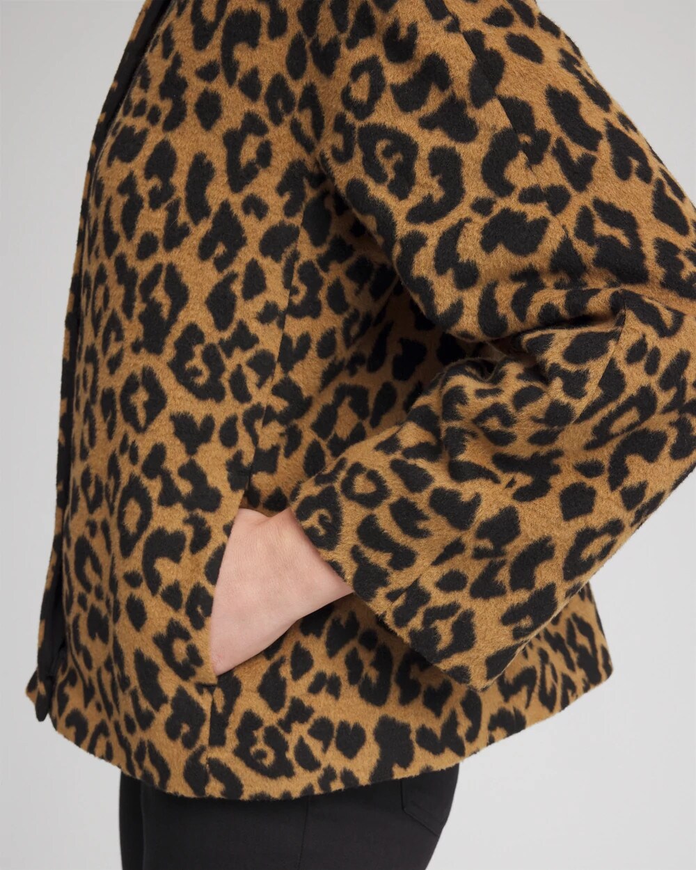 Chico's On Sale - Fuzzy Collarless Animal Print Jacket