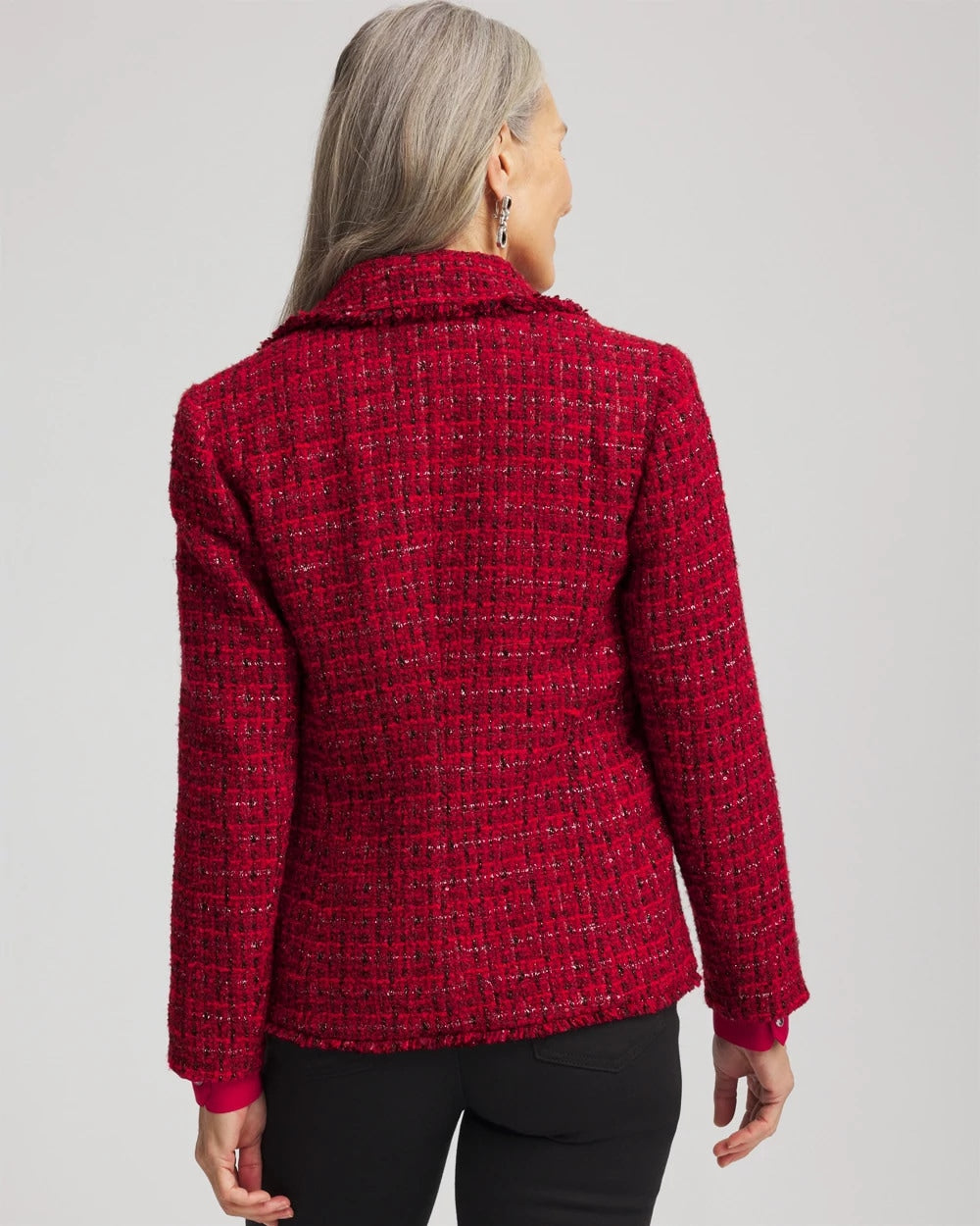 Chico's Discount - Red Tweed Sequins Blazer