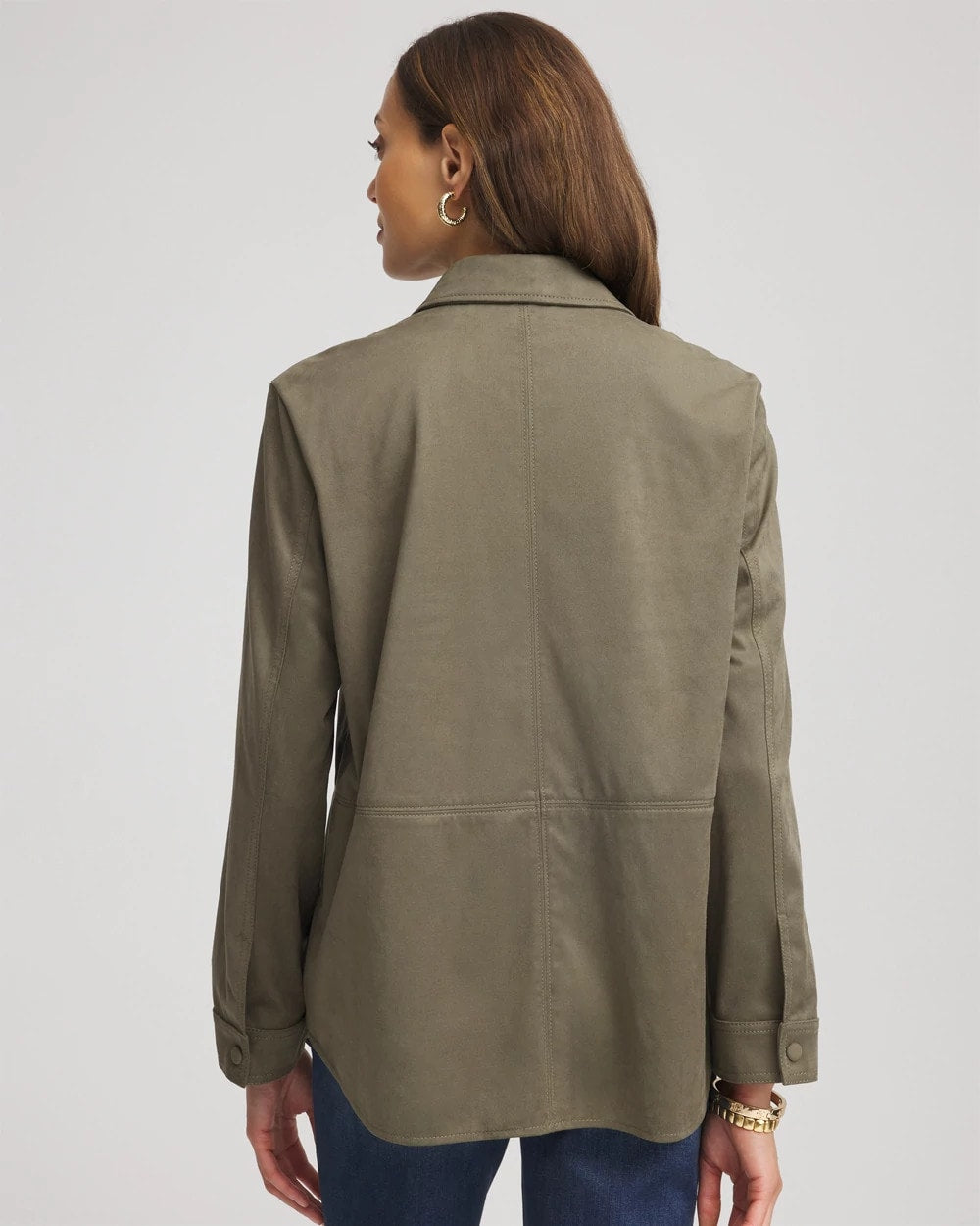 Chico's For Sale - Suede Collared Long-Sleeved Shacket